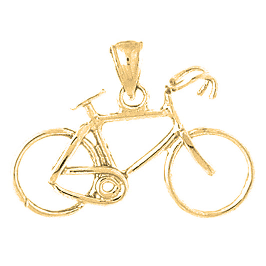 Yellow Gold-plated Silver 3D Bicycle Pendant