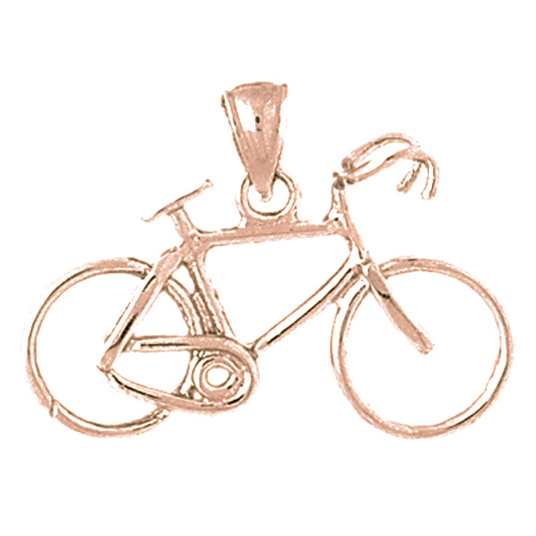 10K, 14K or 18K Gold 3D Bicycle Pendant