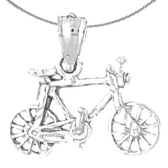 Sterling Silver Bicycle Pendant (Rhodium or Yellow Gold-plated)