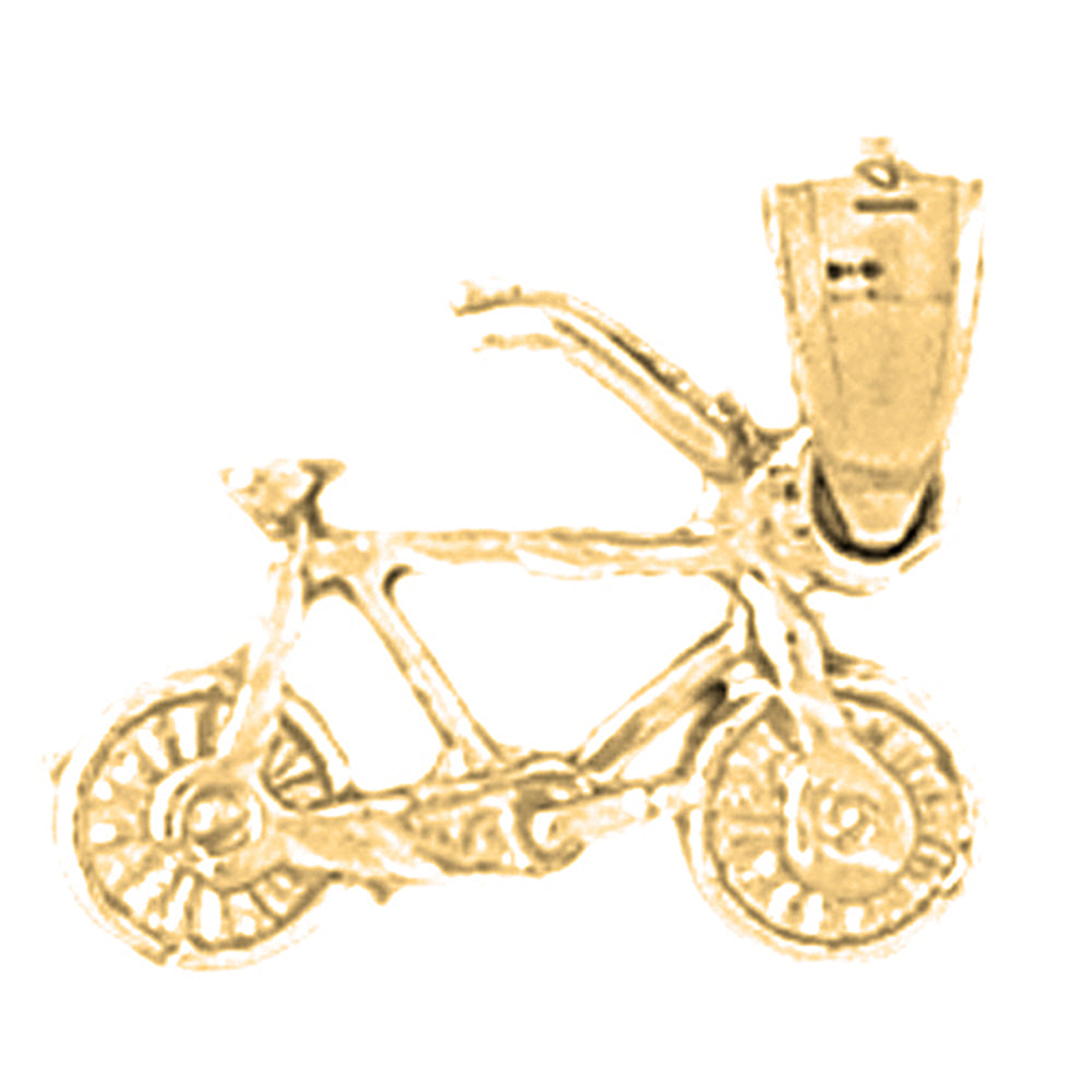 Yellow Gold-plated Silver 3D Bicycle Pendant