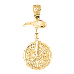 Yellow Gold-plated Silver Unicycle Pendant