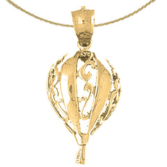 Sterling Silver Hot Air Balloon Pendant (Rhodium or Yellow Gold-plated)