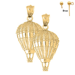 Sterling Silver 32mm Hot Air Balloon Earrings (White or Yellow Gold Plated)