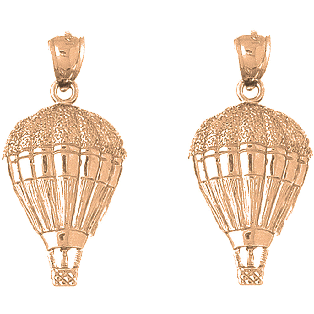 14K or 18K Gold 32mm Hot Air Balloon Earrings