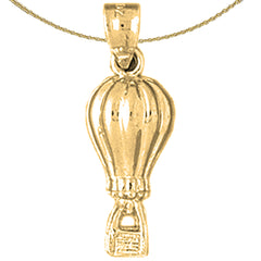 Sterling Silver 3D Hot Air Balloon Pendant (Rhodium or Yellow Gold-plated)
