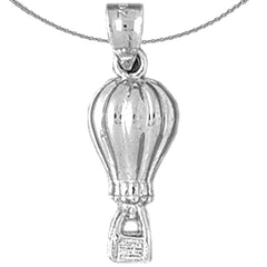Sterling Silver 3D Hot Air Balloon Pendant (Rhodium or Yellow Gold-plated)