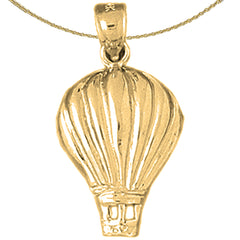 Sterling Silver Hot Air Balloon Pendant (Rhodium or Yellow Gold-plated)