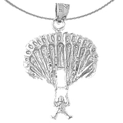 Sterling Silver Parachuter Pendant (Rhodium or Yellow Gold-plated)