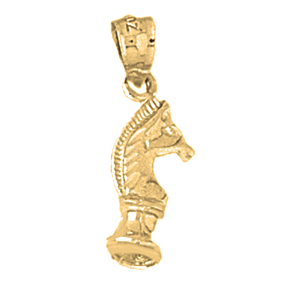 Yellow Gold-plated Silver Chess Knight Pendant