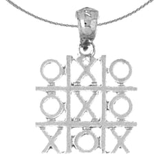 Sterling Silver Tic Tac Toe Pendant (Rhodium or Yellow Gold-plated)