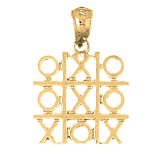 Yellow Gold-plated Silver Tic Tac Toe Pendant