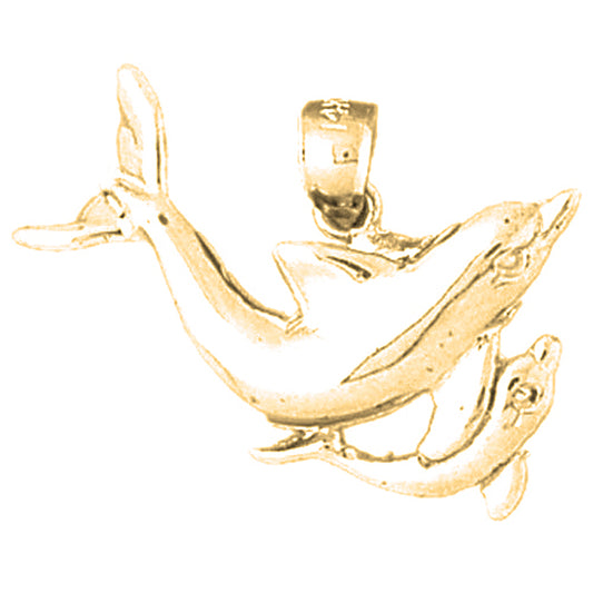 Yellow Gold-plated Silver Dolphin Pendant