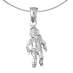 Sterling Silver Astronaut Pendant (Rhodium or Yellow Gold-plated)