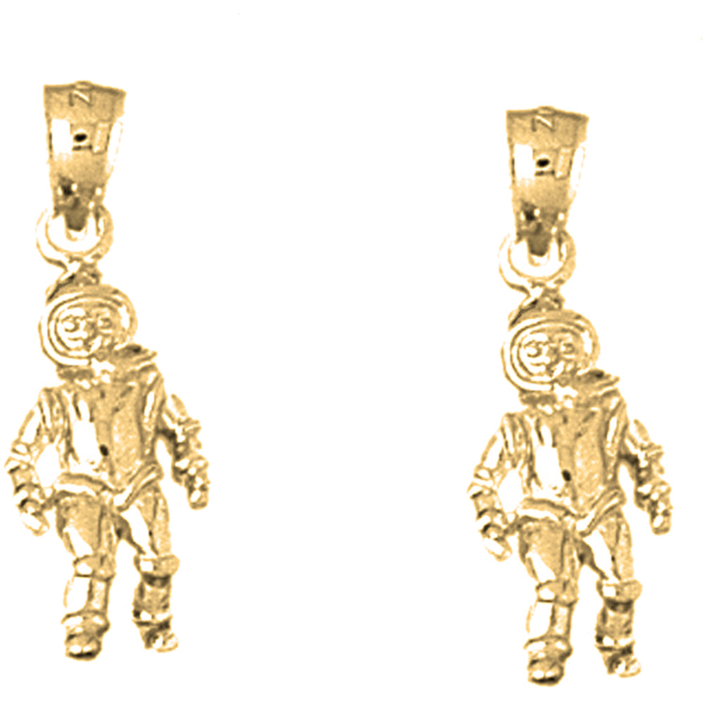 14K or 18K Gold 23mm Astronaut Earrings