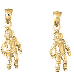 Yellow Gold-plated Silver 23mm Astronaut Earrings
