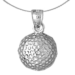 Colgante de pelota de golf de plata de ley (bañado en rodio o oro amarillo)