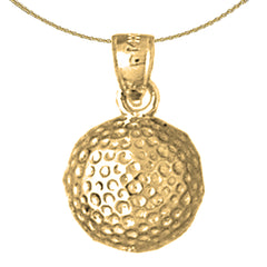 Colgante de pelota de golf de plata de ley (bañado en rodio o oro amarillo)
