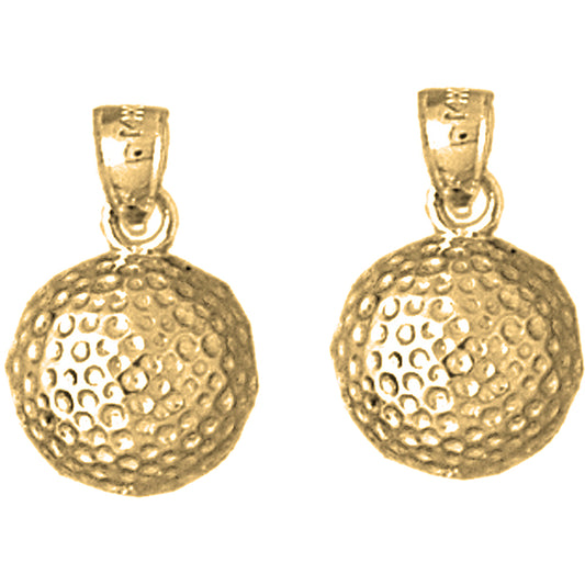Yellow Gold-plated Silver 19mm Golf Ball Earrings