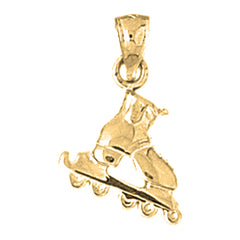 Yellow Gold-plated Silver 3D Skate Blades Pendant