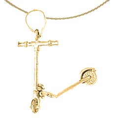 Sterling Silver 3D Moveable Scooter Pendant (Rhodium or Yellow Gold-plated)