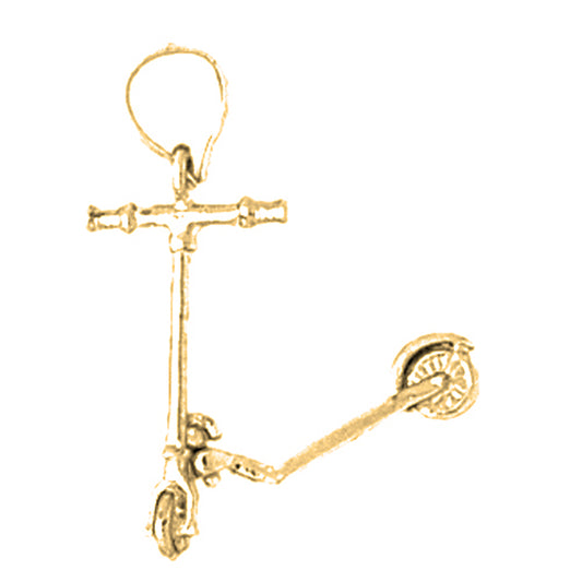 Yellow Gold-plated Silver 3D Moveable Scooter Pendant