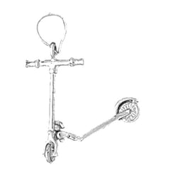 Sterling Silver 3-D, Moveable Scooter Pendant