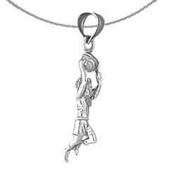 Sterling Silver 3D Basketball Player Pendant (Rhodium or Yellow Gold-plated)