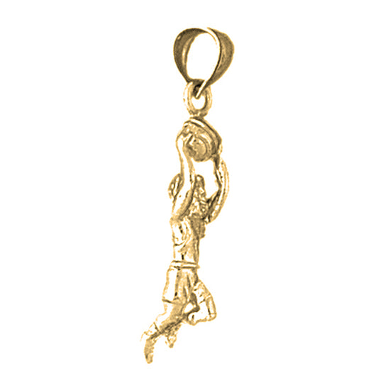 Yellow Gold-plated Silver 3D Basketball Player Pendant