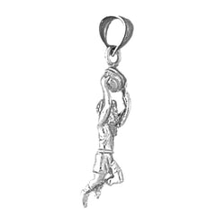 Sterling Silver 3D Basketball Player Pendant