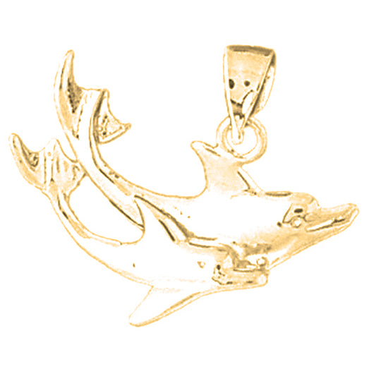 Yellow Gold-plated Silver Dolphin Pendant