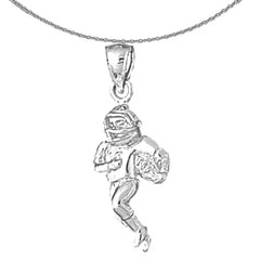 Sterling Silver 3D Football Player Pendant (Rhodium or Yellow Gold-plated)