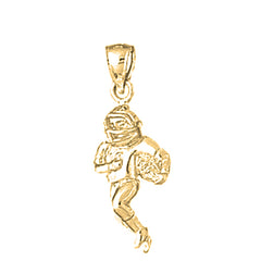 Yellow Gold-plated Silver 3D Football Player Pendant