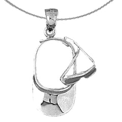 Sterling Silver Visor And Sunglasses Pendant (Rhodium or Yellow Gold-plated)