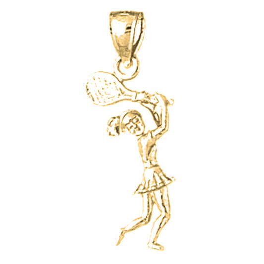 Yellow Gold-plated Silver 3D Tennis Player Pendant