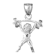 Sterling Silver 3D Body Builder Pendant