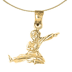 Sterling Silver Martial Arts Karate Pendant (Rhodium or Yellow Gold-plated)