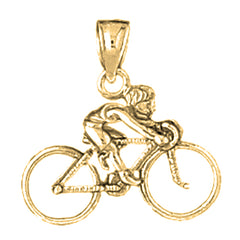 Yellow Gold-plated Silver 3D Cycler Pendant