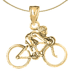 Colgante ciclista 3D de plata de ley (bañado en rodio o oro amarillo)