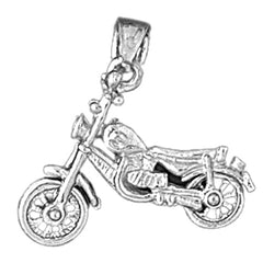 Sterling Silver 3D Motorcycle Pendant