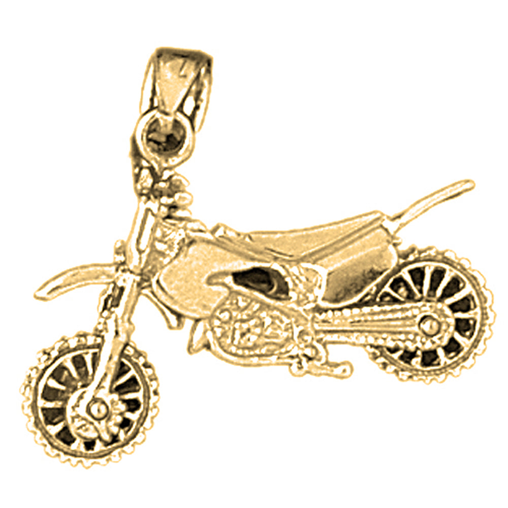 Yellow Gold-plated Silver 3D Motorcycle Pendant