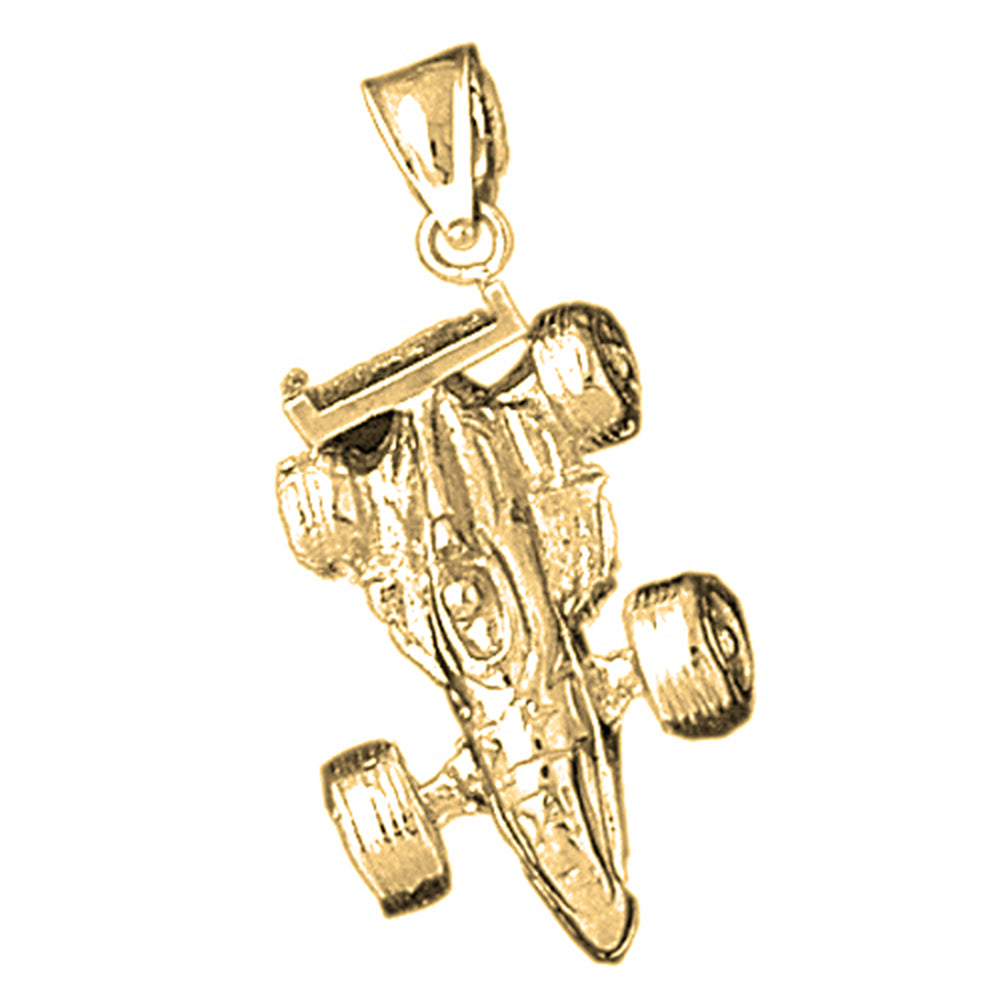 Yellow Gold-plated Silver Race Car Pendant