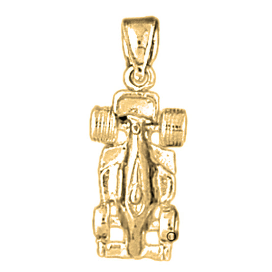 Yellow Gold-plated Silver Race Car Pendant