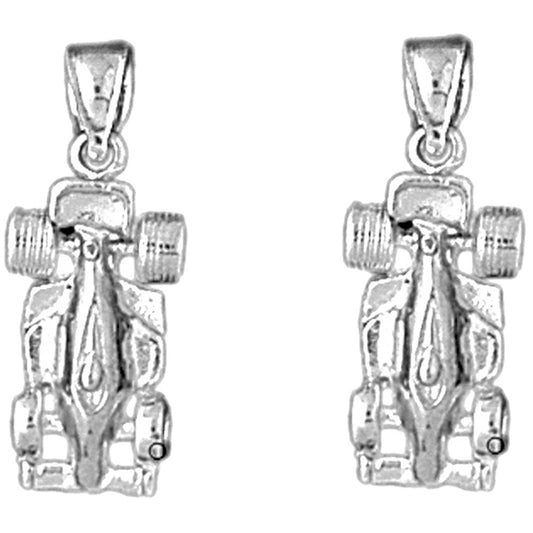 Sterling Silver 24mm Race Car Earrings
