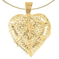 10K, 14K or 18K Gold 3D Filigree Heart Pendant