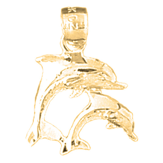 Yellow Gold-plated Silver Dolphin Pendant