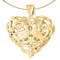 10K, 14K or 18K Gold 3D Filigree Heart Pendant