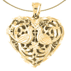 Colgante de corazón de filigrana 3D de plata de ley (bañado en rodio o oro amarillo)