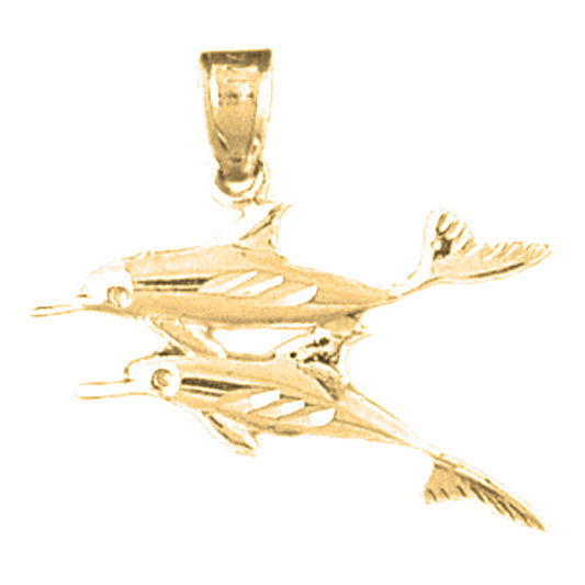 Yellow Gold-plated Silver Dolphin Pendant