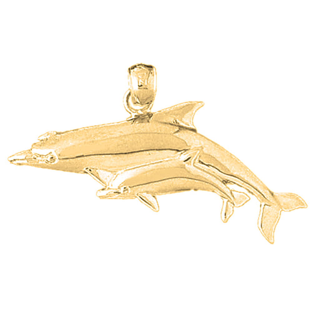 Yellow Gold-plated Silver Dolphin Pendant