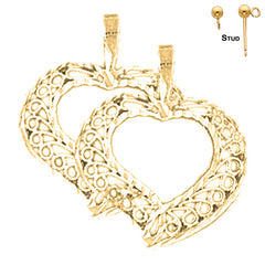 14K or 18K Gold 22mm Heart Earrings